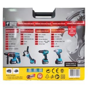 CATPOWER Kömürsüz Akülü Dörtlü Set Kırıcı Delici - Avuç Taşlama - Darbeli Vidalama - Sonun Sökme 20V 4.0Ah Akü