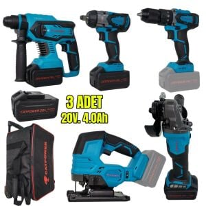 CATPOWER 4150 Akülü 5'li Alet Seti (Kömürsüz Motor) 3Ad. A.0Ah Akü