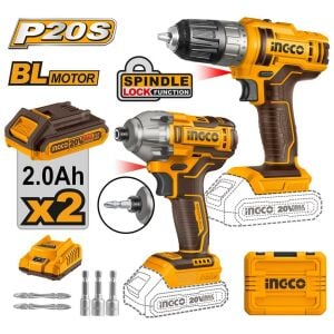 INGCO COSLI230708 Li-ion Akülü 2 li Kombo Set - Matkap ve Vidalama 20V 2