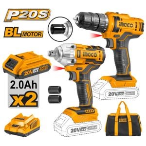 INGCO CKLI2017 Li-ion Akülü 2 li Kombo Set - Matkap ve Somun sıkma  20V 2.0 Ah