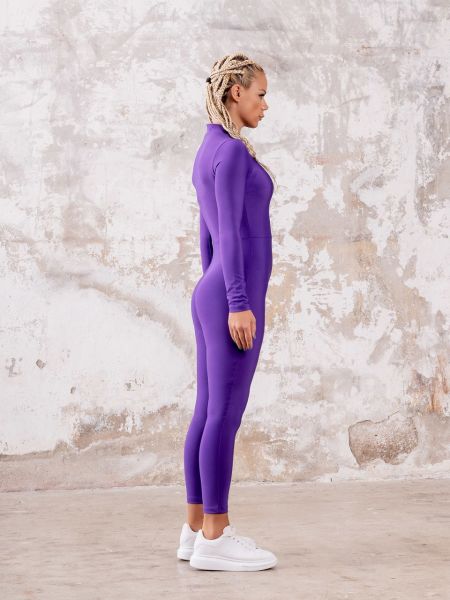 2319 Long Sleeve Jumpsuit Purple Color