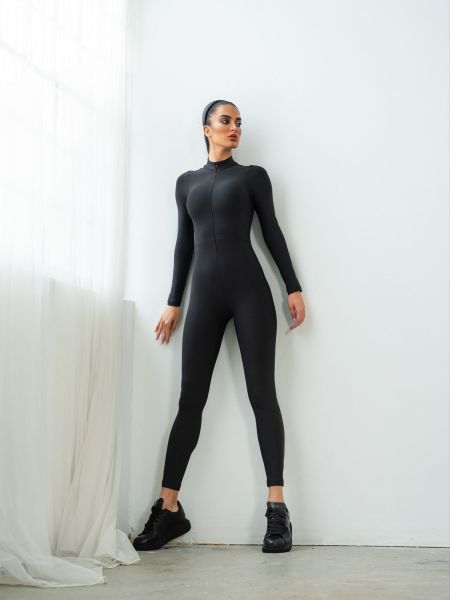 2302 Long Sleeve Jumpsuit Black Color