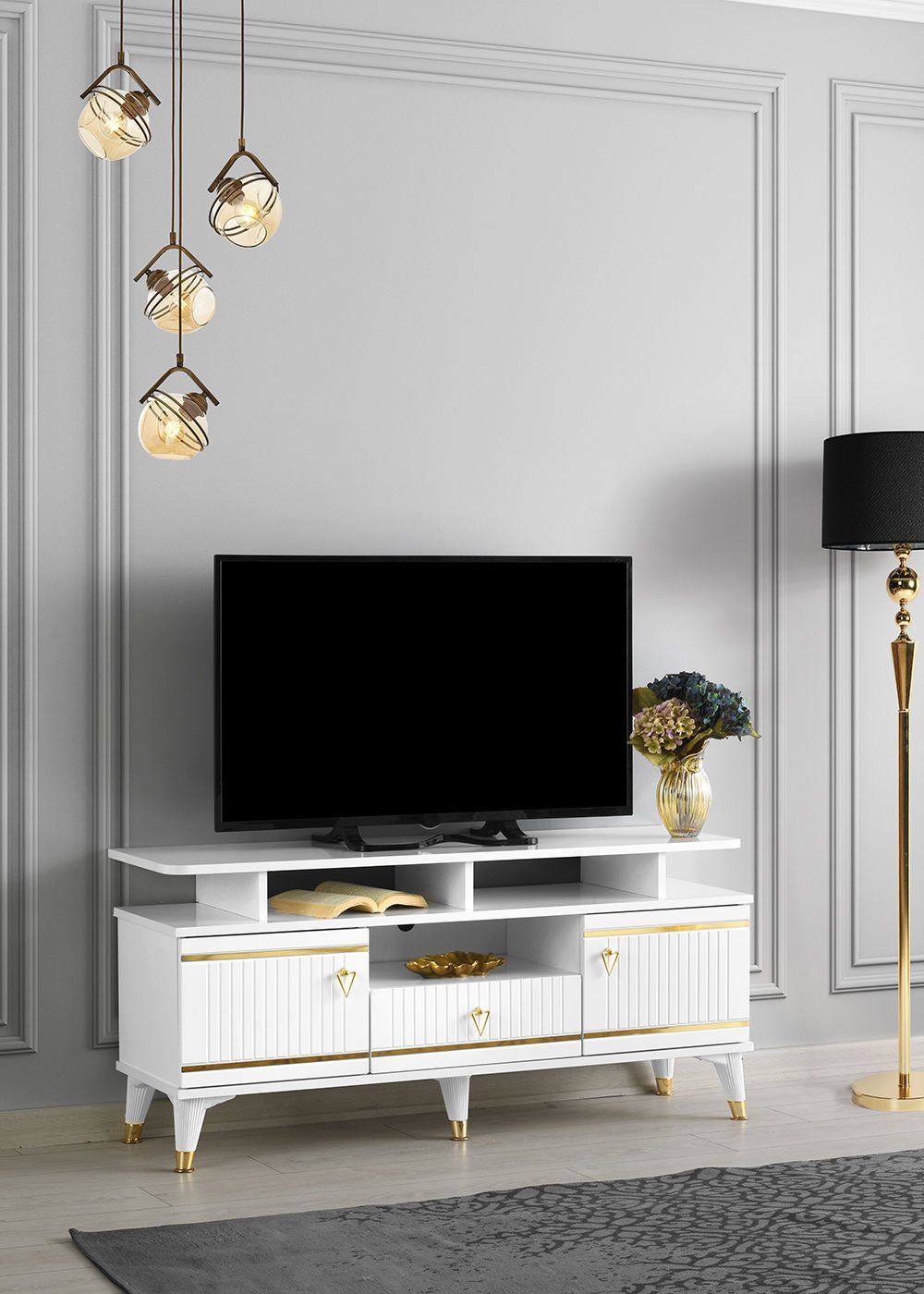 Kordon Raflı - 110 Cm Tv Sehpası