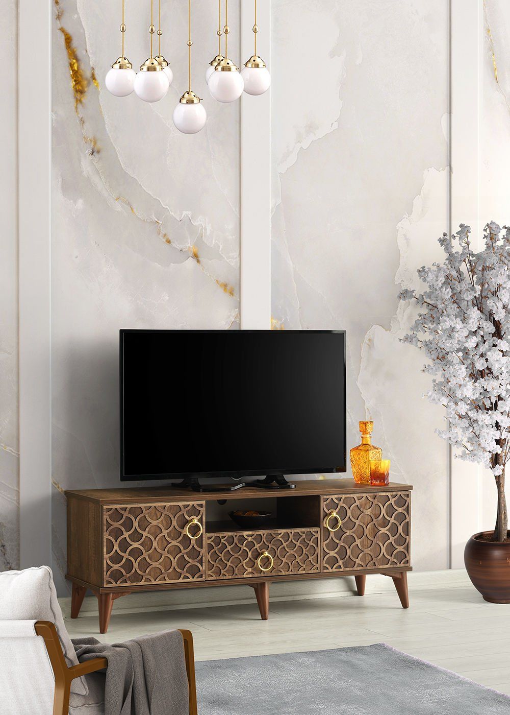 Motifli Kapak - 130 Cm Tv Sehpası