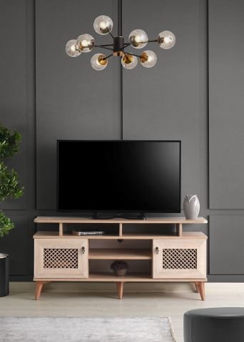 Hasırlı Raflı - 130 Cm Tv Sehpası
