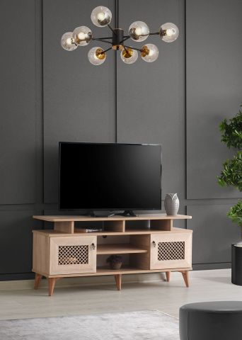 Hasırlı Raflı - 130 Cm Tv Sehpası