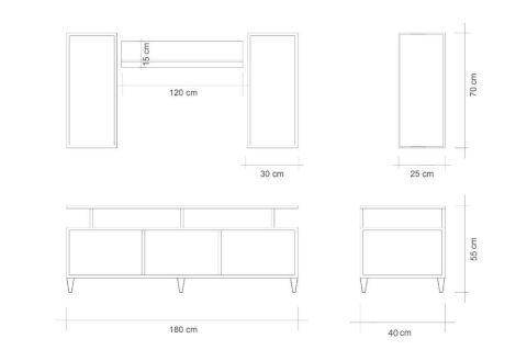 ART MDF MEBRAN KAPAK TV ÜNİTESİ CEVİZ / BEYAZ