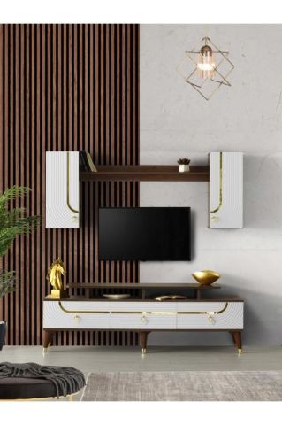 ART MDF MEBRAN KAPAK TV ÜNİTESİ CEVİZ / BEYAZ