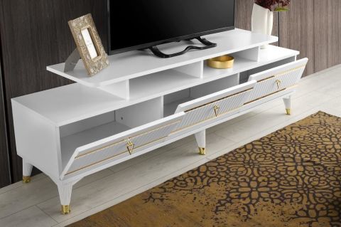 KORDON MDF MEBRAN KAPAK TV ÜNİTESİ BEYAZ - GOLD
