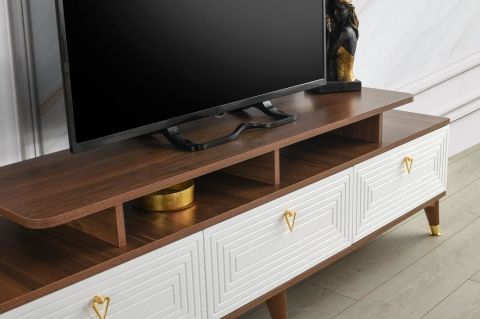 LABİRENT MDF MEBRAN KAPAK TV ÜNİTESİ BAROK CEVİZ - BEYAZ