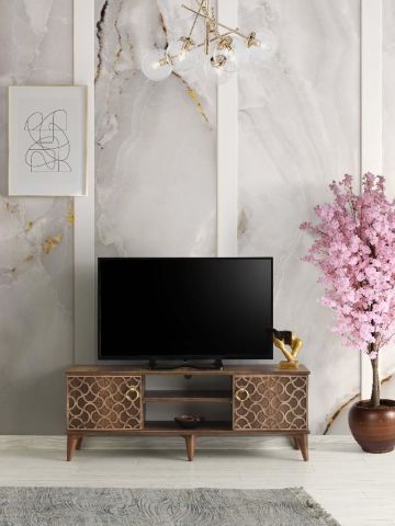 130 CM MOTİFLİ TV SEHPASI CEVİZ - CEVİZ