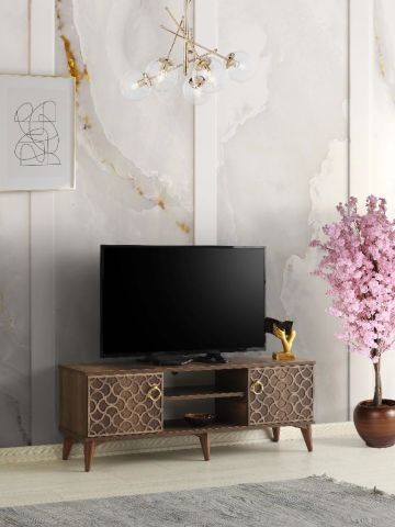 130 CM MOTİFLİ TV SEHPASI CEVİZ - CEVİZ