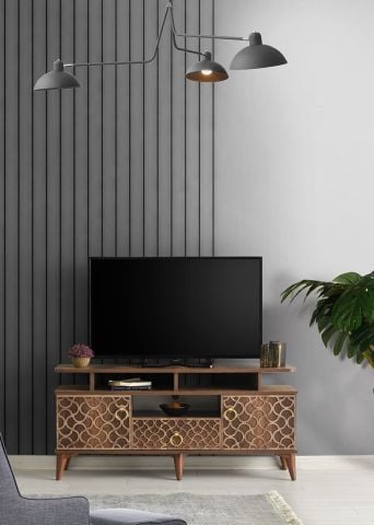 Motifli Kapak Raflı - 110 Cm Tv Sehpası