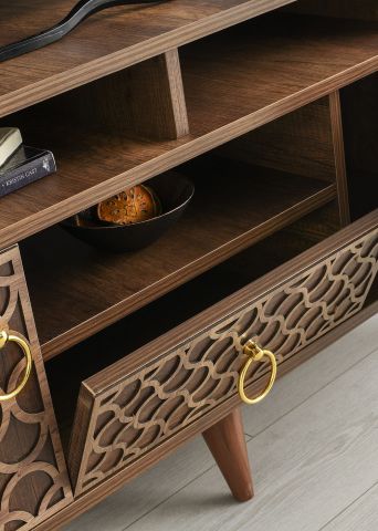 Motifli Kapak Raflı - 110 Cm Tv Sehpası