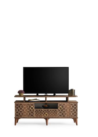 Motifli Kapak Raflı - 110 Cm Tv Sehpası
