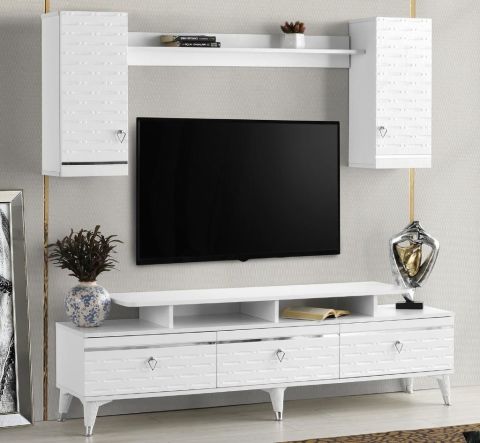 DAMLA MDF MEBRAN KAPAK TV ÜNİTESİ BEYAZ - GÜMÜŞ