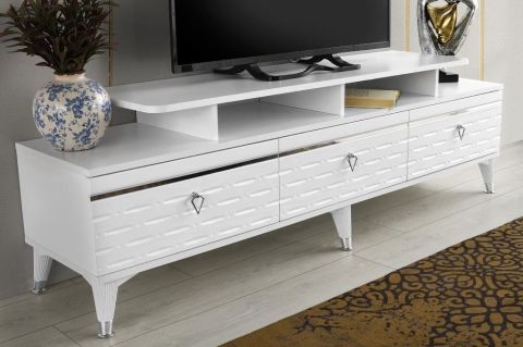 DAMLA MDF MEBRAN KAPAK TV ÜNİTESİ BEYAZ - GÜMÜŞ