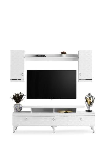DAMLA MDF MEBRAN KAPAK TV ÜNİTESİ BEYAZ - GÜMÜŞ