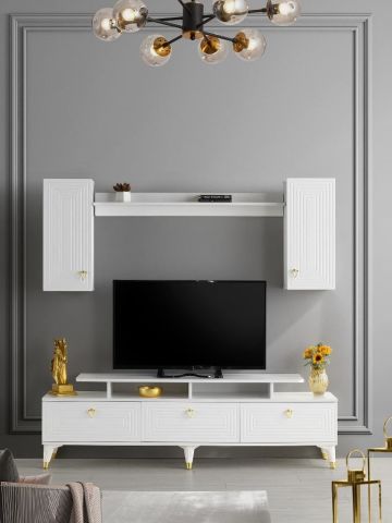LABİRENT MDF MEBRAN KAPAK TV ÜNİTESİ BEYAZ