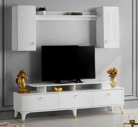 LABİRENT MDF MEBRAN KAPAK TV ÜNİTESİ BEYAZ