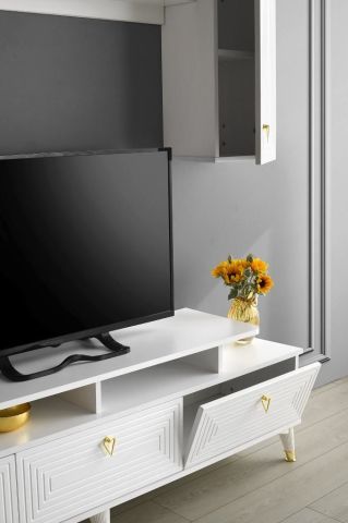 LABİRENT MDF MEBRAN KAPAK TV ÜNİTESİ BEYAZ