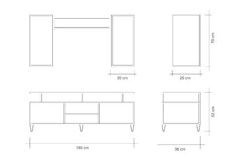 LABİRENT MDF MEBRAN KAPAK TV ÜNİTESİ BEYAZ