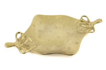 Gold Polyp Metal Dekor Tabak 55x37cm