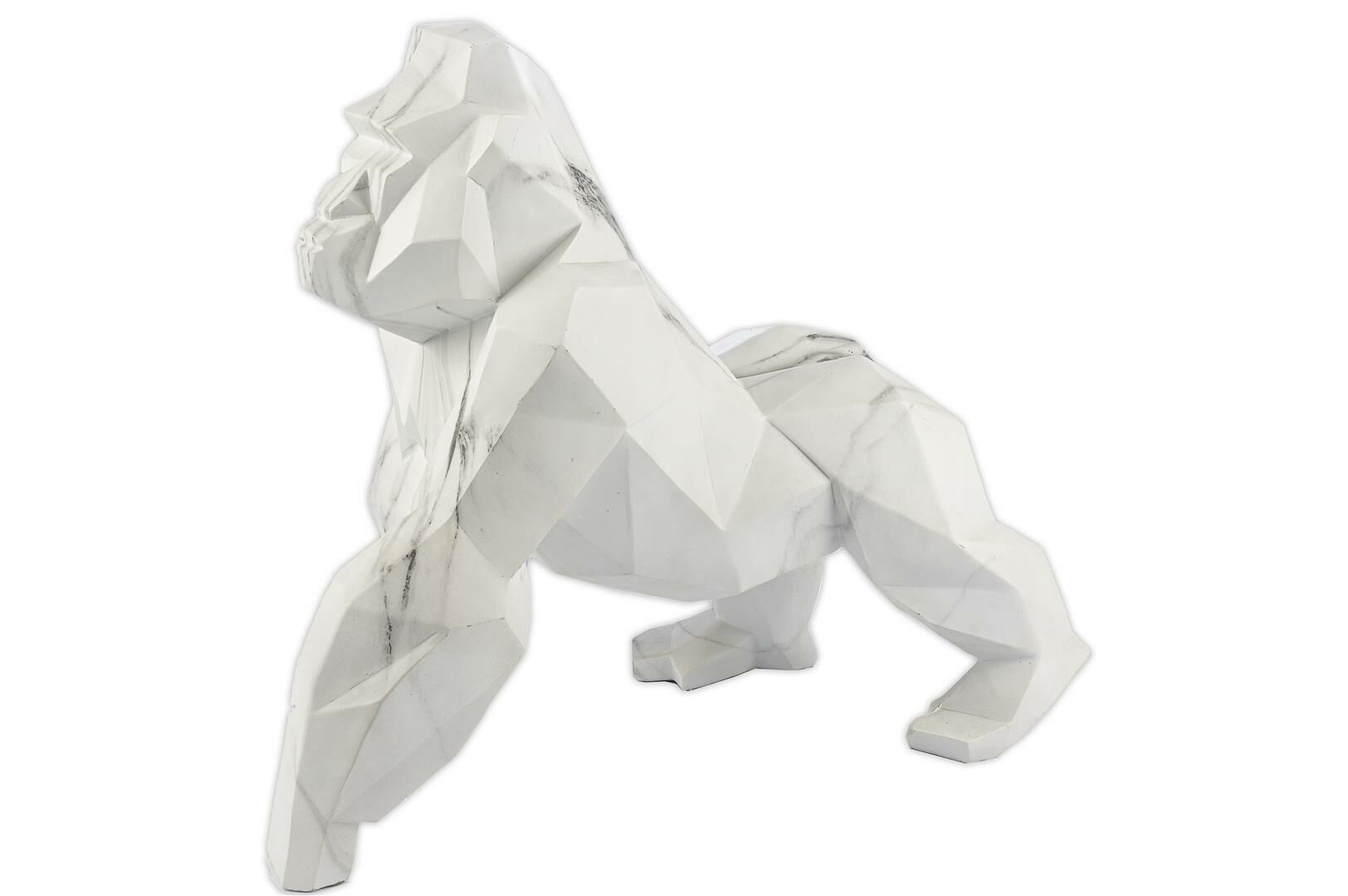 Mermerli Beyaz Goril Resin Obje 46x21x40cm