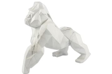 Mermerli Beyaz Goril Resin Obje 46x21x40cm