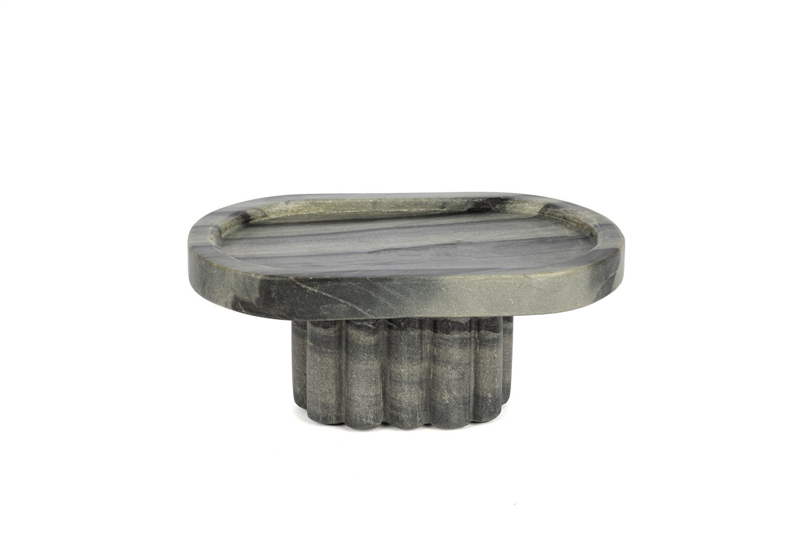 Füme Mermer Dekoratif Oval Sunumluk 25x16x11cm