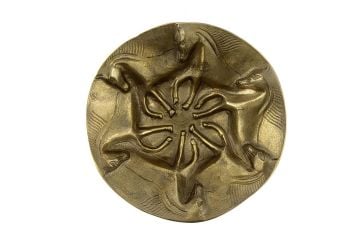 Antik Gold Horse Metal Yuvarlak Duvar Dekoru 37x10cm