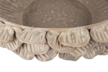 Yapraklı Bej Seramik Dekor Tabak 30x10cm