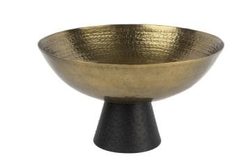 Antik Gold Siyah Deri Ayaklı Kase 40x24cm