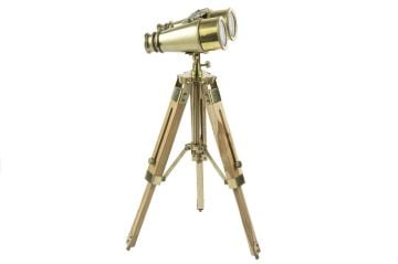 Gold Ahşap Ayaklı Dekoratif Dürbün 17x40cm