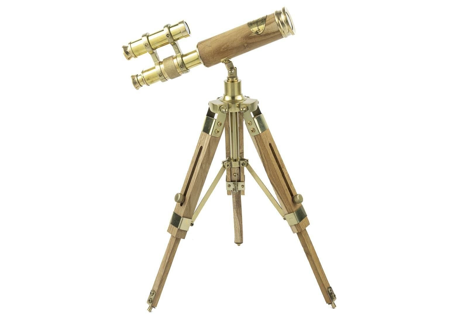 Gold Ahşap Ayaklı Dekoratif Teleskop 26x42cm