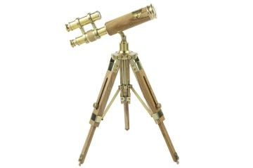 Gold Ahşap Ayaklı Dekoratif Teleskop 26x42cm