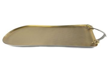 Gold Kılıçlı Çelik Tepsi 54x27cm