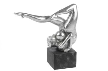 Gümüş Siyah Kadın Resin Obje 26x16x26cm