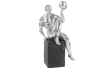 Gümüş Siyah Erkek Resin Obje 13x9x33cm