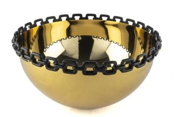 Gold Siyah Dekor Kase 30x15cm