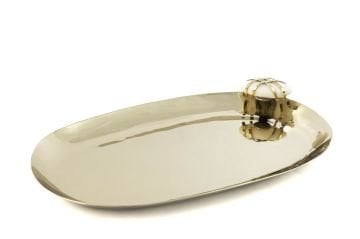Pebble Gold Oval Metal Tabak 30x12cm
