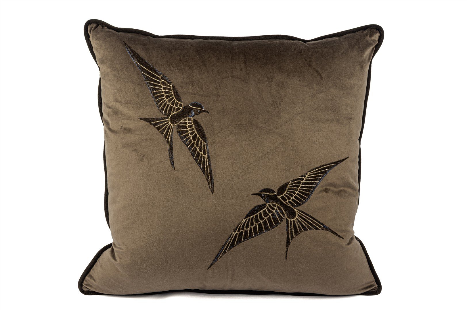 Isla Kahverengi Kadife iki Kuş 55x55 Yastık