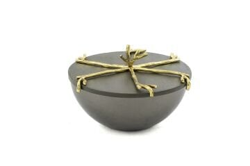 Branch Kapaklı Gold Gri Kase 17x10cm