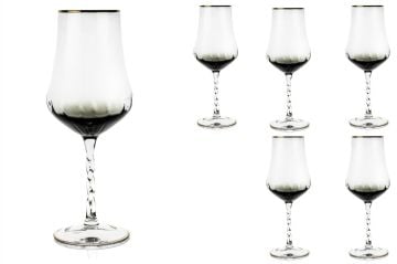 Gold Gri 6lı Kırmızı Şarap Kadehi