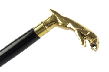 Gold Metal Panterli Siyah Ahşaplı Baston 93cm