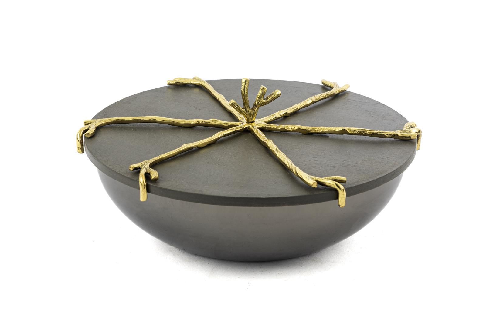 Branch Kapaklı Gold Gri Kase 22x10cm