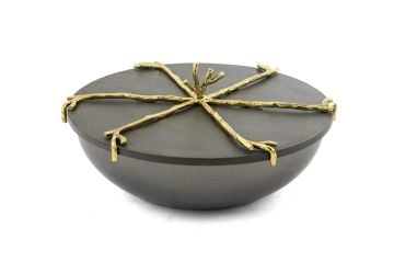 Branch Kapaklı Gold Gri Kase 22x10cm