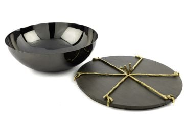 Branch Kapaklı Gold Gri Kase 27x12cm