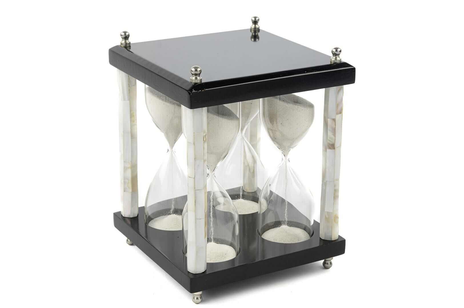 Siyah Sedef 4lü Dekor Kum Saati 15x15x20cm