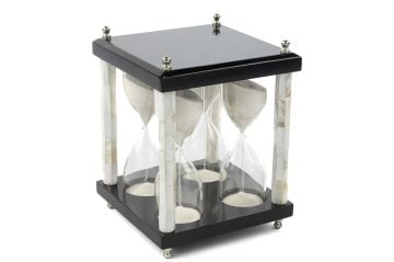 Siyah Sedef 4lü Dekor Kum Saati 15x15x20cm